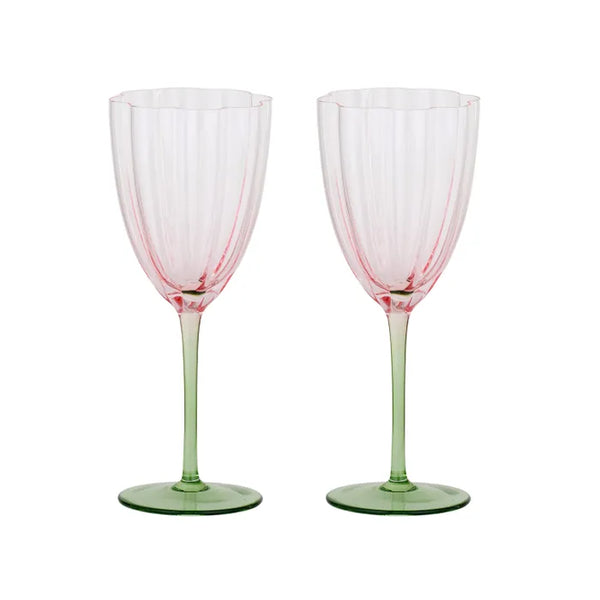 LOTTI WINE GLASSES - PINK/GREEN