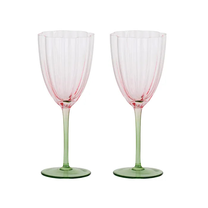 LOTTI WINE GLASSES - PINK/GREEN