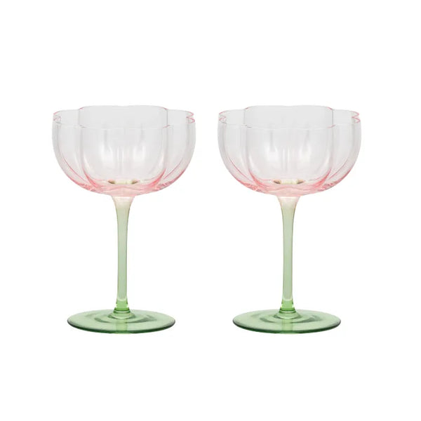LOTTI GLASS COUPES - PINK/GREEN
