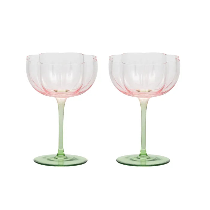 LOTTI GLASS COUPES - PINK/GREEN