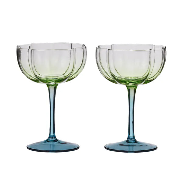 LOTTI GLASS COUPES - GREEN/BLUE