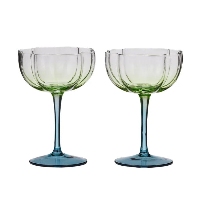 LOTTI GLASS COUPES - GREEN/BLUE