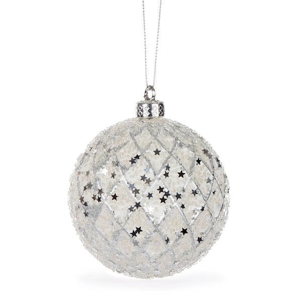 WHITE QUILTED BAUBLE