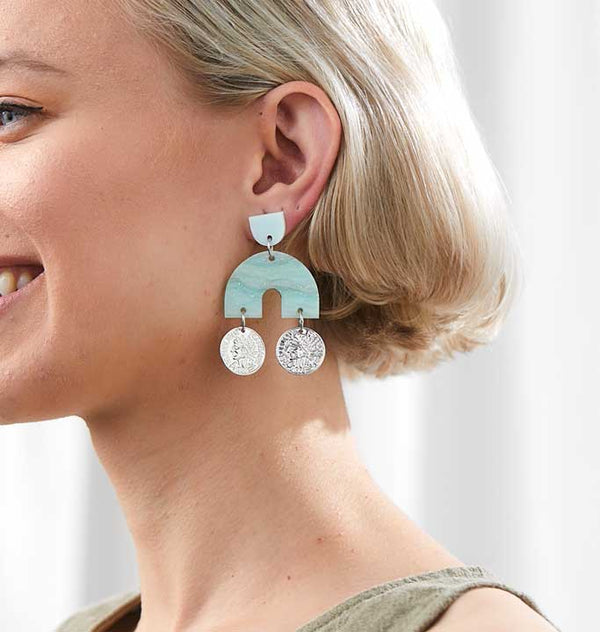 ARCHWAY EARRINGS - MINT/SILVER