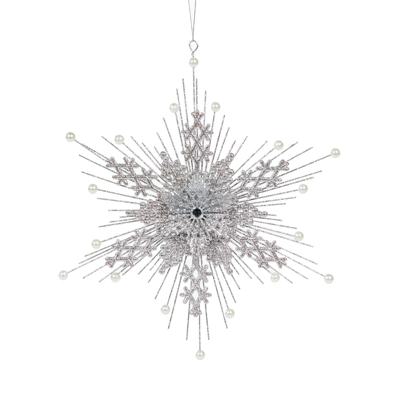 SILVER SNOWFLAKE HANGING ORNAMENT