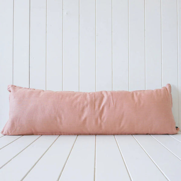 LONG LUMBAR CUSHION - LINEN - DUSTY ROSE