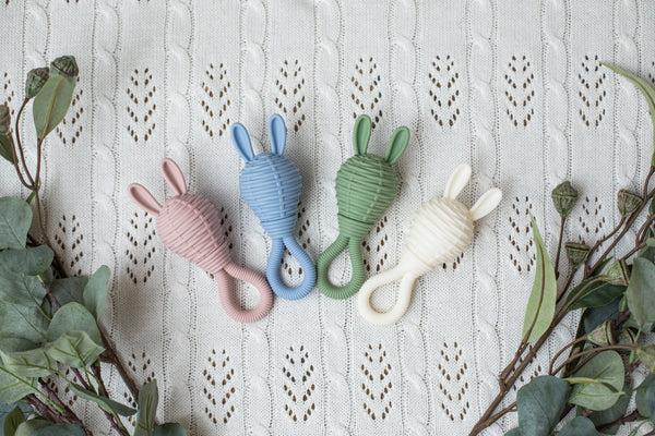 BUNNY SILICONE TEETHER & RATTLE