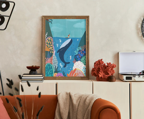 SURFER & WHALE ARTIST PRINT