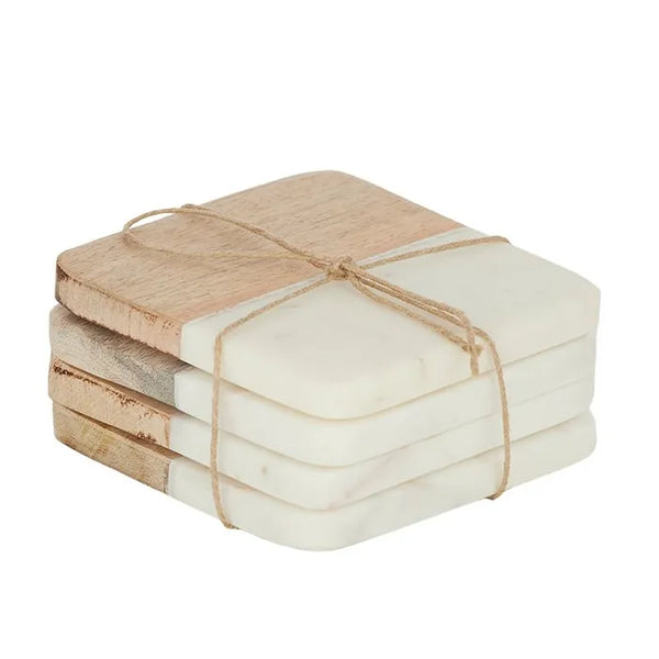 MARBLE/TIMBER COASTERS - 4PK