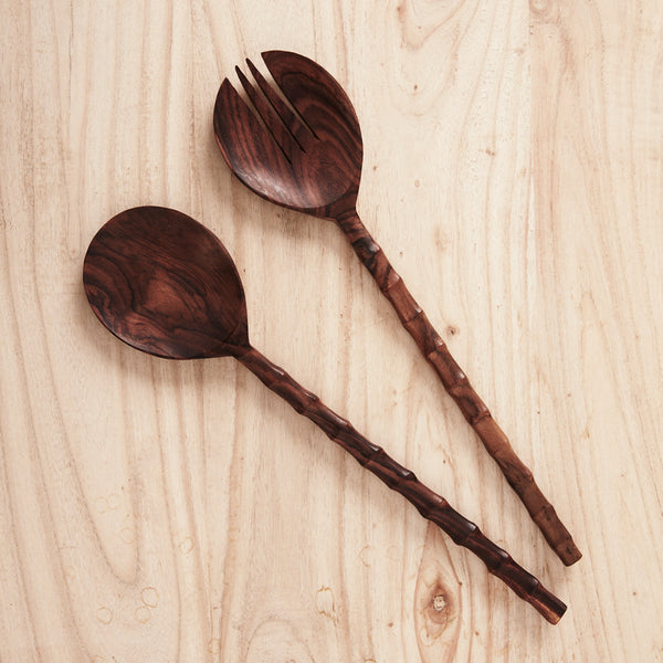 LARGE RECYCLED SONO WOOD SALAD SERVERS