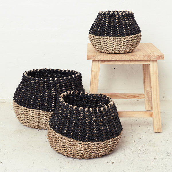 MINA SEAGRASS BELLY BASKETS IN CONTRAST