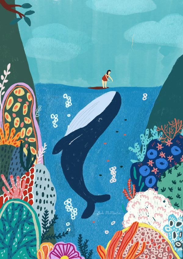 SURFER & WHALE ARTIST PRINT